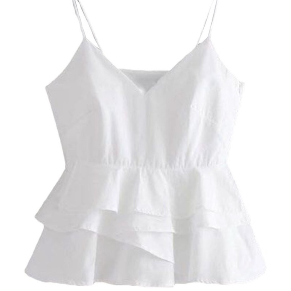White ruffle cami top